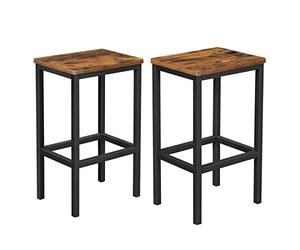 VASAGLE Tabouret de Bar, Lot de 2, Chaise, Siège Haut, pour Cuisine, Salle à Manger, Salon, Style Industriel, Marron Rustique et Noir LBC65X