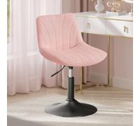 VASAGLE Tabouret de Coiffeuse, Chaise avec Dossier, Pivotant à 360° | Fauteuil pour Maquillage, Réglable en Hauteur, 43,0 x 46,5 x (65,5-77,5) cm, Rose, Collection TYRA LJB160S101