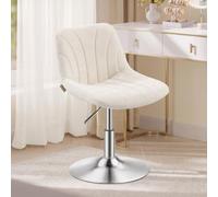VASAGLE Tabouret de Coiffeuse, Chaise Moderne avec Dossier, Réglable en Hauteur, Pivotant à 360°, 43,0 x 46,5 x (65,5-77,5) cm, Blanc, Fauteuil pour Maquillage, Collection Tyra LJB160W101