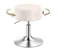 VASAGLE Tabouret de Maquillage, Réglable en Hauteur, Pivotant à 360 Degrés, en PU, Coussin Épais, Tabouret de Coiffeuse, Blanc Crème