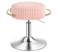 VASAGLE Tabouret de Maquillage, Réglable en Hauteur, Pivotant à 360 Degrés, en tissu peluche court, Coussin Épais, Tabouret de Coiffeuse, pour Chambre, Cuisine, Salle à Manger, Island, Rose LJB128S101