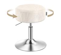VASAGLE Tabourets de Bar, Lot de 2, Réglables en Hauteur, Pivotants à 360 Degrés, en PU, Coussin Épais, pour Chambre, Cuisine, Salle à Manger, Blanc Crème ZH2504015