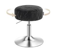 VASAGLE Tabouret de Coiffeuse, Tabouret de Bar, Réglable en Hauteur, Pivotant à 360 Degrés, en PU, Coussin Épais, pour Chambre, Cuisine, Salle à Manger, Moderne, Noir d'encre LJB120B01