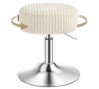 VASAGLE Tabouret de Maquillage, Réglable en Hauteur, Pivotant à 360 Degrés | Tabouret de Coiffeuse, en Velours Côtelé, Coussin Épais, pour Chambre, Blanc Crème, Collection ISLAND LJB128WD01