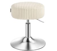 VASAGLE Tabouret de Maquillage - Velours côtelé - Réglable - Pivotant - Blanc crème