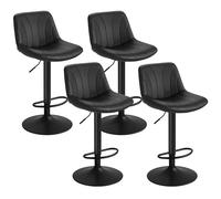 VASAGLE Tabourets de Bar, avec Dossier, Chaises de Bar Hauteur Réglable, Rotation à 360°, Repose-Pied en Métal, pour Salle à Manger, Cuisine, PU, Lot de 4, Noir d'encre LJB181BH01-2J