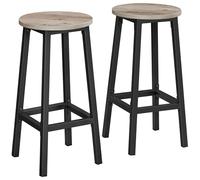 VASAGLE Tabourets de Bar, Lot de 2, Chaises, Siège Haut, Cadre Métallique, Montage Facile, Hauteur 65 cm, Repose-pieds, pour Cuisine, Salon, Salle à Manger, Grège Chiné et Noir LBC032B02
