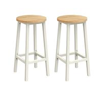VASAGLE Tabourets de Bar, Lot de 4, Chaises, Siège Haut, Cadre Métallique, Montage Facile, Hauteur 65 cm, Repose-Pieds, pour Cuisine, Salon, Salle à Manger, Beige Chêne et Blanc LBC232W09