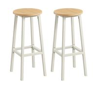 VASAGLE Tabourets de Bar, Lot de 2, Chaises, Siège Haut, Cadre Métallique, Montage Facile, Hauteur 74 cm, Repose-Pieds, pour Cuisine, Salon, Salle à Manger, Doré Chêne et Blanc LBC132Y01