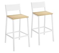 VASAGLE Tabourets de Bar, Lot de 2 Chaises de Bar, Sièges Cuisine, Salle à Manger, Bureau, Style Industriel, Beige Chêne et Blanc LBC070W09