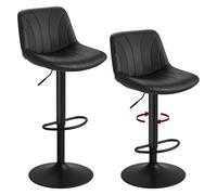 VASAGLE Tabourets de Bar, Lot de 2, Cuir PU, Hauteur Réglable | Chaises de Bar, Rotation à 360°, Repose-Pied en Métal, pour Salle à Manger, Noir d'encre, Collection TYRA LJB181BH01