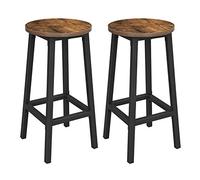 VASAGLE Tabourets de Bar, Lot de 2, Chaises, Siège Haut, Cadre Métallique, Montage Facile, Hauteur 65 cm, Repose-pieds, pour Cuisine, Salon, Salle à Manger, Marron Rustique et Noir LBC32X