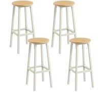 VASAGLE Tabourets de Bar, Lot de 4, Chaises, Siège Haut, Cadre Métallique, Montage Facile, Hauteur 74 cm, Repose-Pieds, pour Cuisine, Salon, Salle à Manger, Doré Chêne et Blanc LBC332Y01