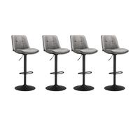 VASAGLE Tabourets de Bar, Lot de 4, Siège Pivotant à Hauteur Réglable | Chaise de Cuisine, Matelassé, en PU, avec Dossier et Repose-Pieds, Acier, Salle à Manger, Comptoir, Gris Tourterelle