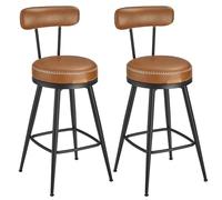 VASAGLE Collection EKHO - Lot de 2 Tabourets de Bar, Chaises de Bar, Chaises de Cuisine, en Similicuir, Hauteur d’Assise 65 cm, Cuisine, Salle à Manger, Pivotants à 360°, Brun Caramel, LBC089K01V2