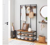 VASAGLE Vestiaire Style Industriel, avec Banc à chaussures, Meuble d'entrée, 100 x 40 x 186 cm HSR86BX