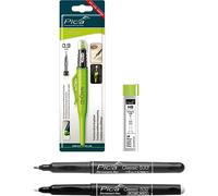 vasalat Pica Fine Dry Lot de 4 marqueurs à pointe profonde + mines de rechange HB + stylo permanent fin noir + marqueur permanent blanc