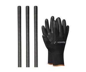 vasalat Tige filetée M8 1000 mm en acier inoxydable A2-70 - Tige filetée avec filetage extérieur DIN 976-1 - Barre métallique de qualité supérieure avec filetage - 3 pièces