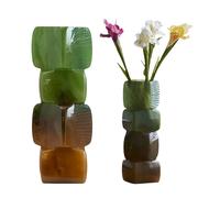 Vase 11,5 x 30 cm dégradé vert-brun diamètre 9 cm matériau verre design unique facile à nettoyer objet décoratif artistique