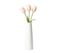 Vase à bourgeons en céramique blanc à col étroit - Vase décoratif pour fleurs à tige unique - Herbe de la pampa séchée - Décoration d'intérieur, mariage, centre de table, bureau (fleur non incluse)