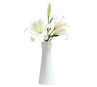 Vase à bourgeons en céramique de 18 cm - Grand Vase Conique à Tige Unique - Petit Bourgeon décoratif - Centre de Table Floral pour Mariage, Bureau (Blanc)