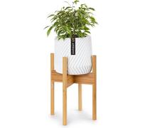 Vase à fleurs en bambou avec pot en céramique, 20 cm, blanc