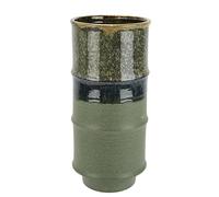 Vase à Fleurs en céramique striée - Forme cylindrique - Vert Gris Marron Mat Brillant - Vase décoratif pour Fleurs, Herbe de la Pampa - Fleurs séchées - Branches de Fleurs artificielles - Décoration