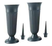Vase à fleurs en résine avec piquet pour cimetière Vert 31 cm | Résine résistante aux intempéries, 31 cm de hauteur, pic amovible, s'adapte aux fleurs fraîches ou artificielles