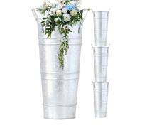 Vase À Fleurs Métallique | 4 Pièces Hautes Décoratives Galvanisées De Style Rustique | Vase à Fleurs de Style Ferme - pour Table Cuisine, entrée Maison, Chambre, Salon, fête, Maison