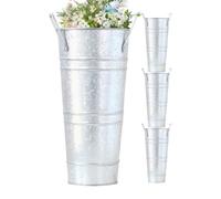 Vase À Fleurs Métallique | 4 Pièces Hautes Décoratives Galvanisées De Style Rustique - Vase à Fleurs de Style Ferme,Convient pour Maison, Cuisine, Entrée, Chambre, Salon,