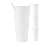 Vase À Fleurs Métallique | Ensemble de 4 Pièces Décoratives en Métal Galvanisé, Hauteur 11 cm,Vase à Fleurs de Style Ferme | Convient pour Maison, Cuisine, Entrée, Chambre, Salon,