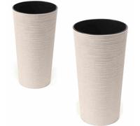 Vase À Fleurs Pot De Fleurs LOCON Ensemble De 2 Blanc Avec Insert