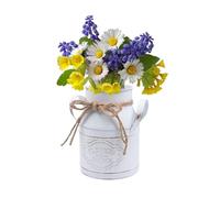 Vase à fleurs vintage en forme de cœur - Pot à lait - Petite décoration de table - Pot de fleurs en fer - Seau en métal avec anse - Style rustique - Pour la maison et le mariage - 15,5 x 11,5 x 9 cm