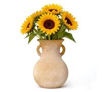 Vase amphore classique beige marron - Élégant vase à anses de style méditerranéen, vase décoratif pour salon et terrasse
