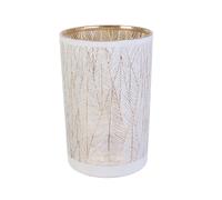 Vase Art Décoration en verre Tauri - H. 20 cm - Blanc et or