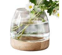Vase avec Support en Bois - Vase Bocal à Poisson en Verre Transparent avec Support en Bois,Fish Bowl Aesthetic Home Decor, Fish Tank écologique pour Le dîner de la Salle de Bain du Salon