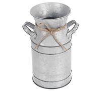 Vase Bidon à Lait Anse, Fer Galvanisé Vintage Argenté | Vase Rétro Déco Maison, Pièce Polyvalente pour Salon, Fleurs Fraîches, Centre de Table, Ambiance Rustique
