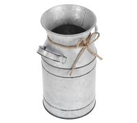 Vase Bidon à Lait Argenté en Métal Galvanisé Vintage | Style Campagne Française, pour Fleurs Fraîches ou Artificielles, Finition Vieillie, Centre de Table Décoratif