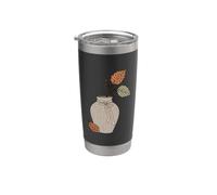 Vase botanique d'automne en lin Motif léopard Gobelet isotherme en acier inoxydable double paroi