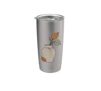 Vase botanique d'automne en lin Motif léopard Gobelet isotherme en acier inoxydable double paroi