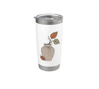 Vase botanique d'automne en lin Motif léopard Gobelet isotherme en acier inoxydable double paroi