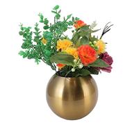 Vase Boule, Ø14cm Petit Vase Rond de Style Nordique en Acier Inoxydable, 8.2cm Alésage Vase Design pour Mariages Événements Décoration Arrangements Décoration de Bureau ou de Maison Artificiels(Or)
