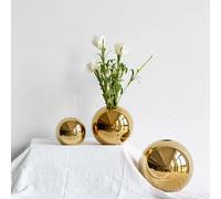 Vase boule en céramique - Blanc et or