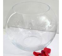 Vase Boule en Verre Transparent Cristal, 15,5 cm H, Diamètre 20 cm, Ouverture 12 cm, Bord Moulu, 1,1 kg, Soufflé Manuelle, Très Bonne Qualité