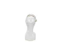 Vase buste de jeune femme en Porcelaine 26cm Blanc et Or