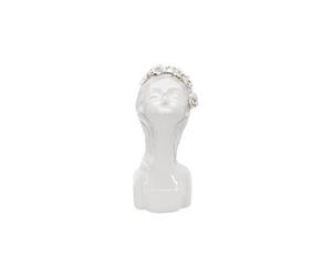 Vase buste de jeune femme en Porcelaine 26cm Blanc et Or