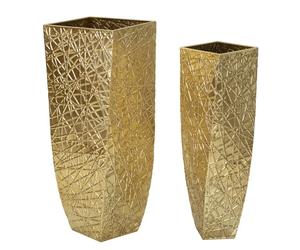 Vase carré Mauro Ferretti (x2) Doré 34x34x90-25x25x78 cm