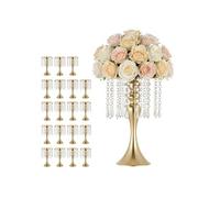 VEVOR Vase de mariage métal LJL-11 33,5 cm Lot de 20 Doré avec pendentifs cristal