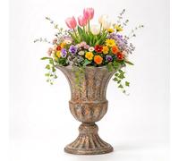 Vase commémoratif en fer rustique pour cimetière avec base stable | Pot de fleur de cimetière, Vase de cimetière, jardinière décorative pour exposition commémorative de tombe, de jardin