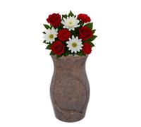 Vase de cimetière marron durable - Support de fleur personnalisé résistant aux intempéries avec plaque en option (plaque NO)